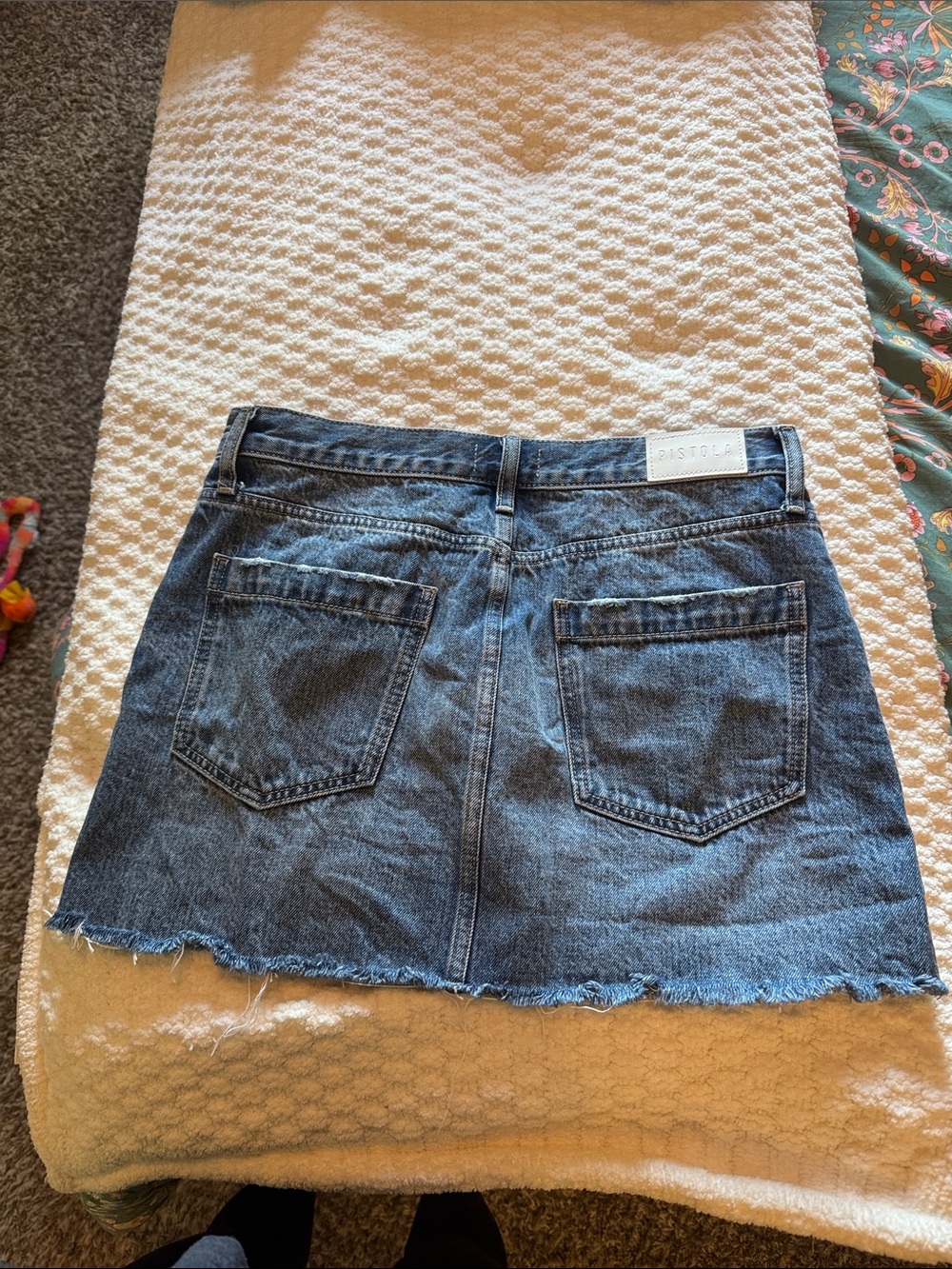 pistola Blue Denim Mini Skirt with Raw Hem - Picture 3 of 3
